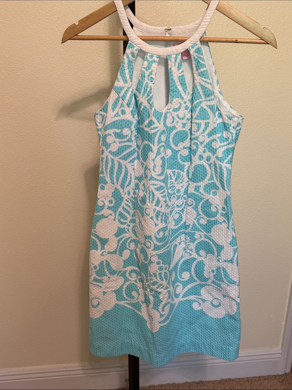 Lilly Pulitzer 💗Aqua & White Floral Halter Dress